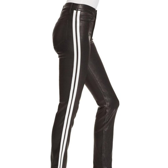 Rag & Bone Ankle Leather Cigarette W/ Stripe Pants NWT - Picture 2 of 4